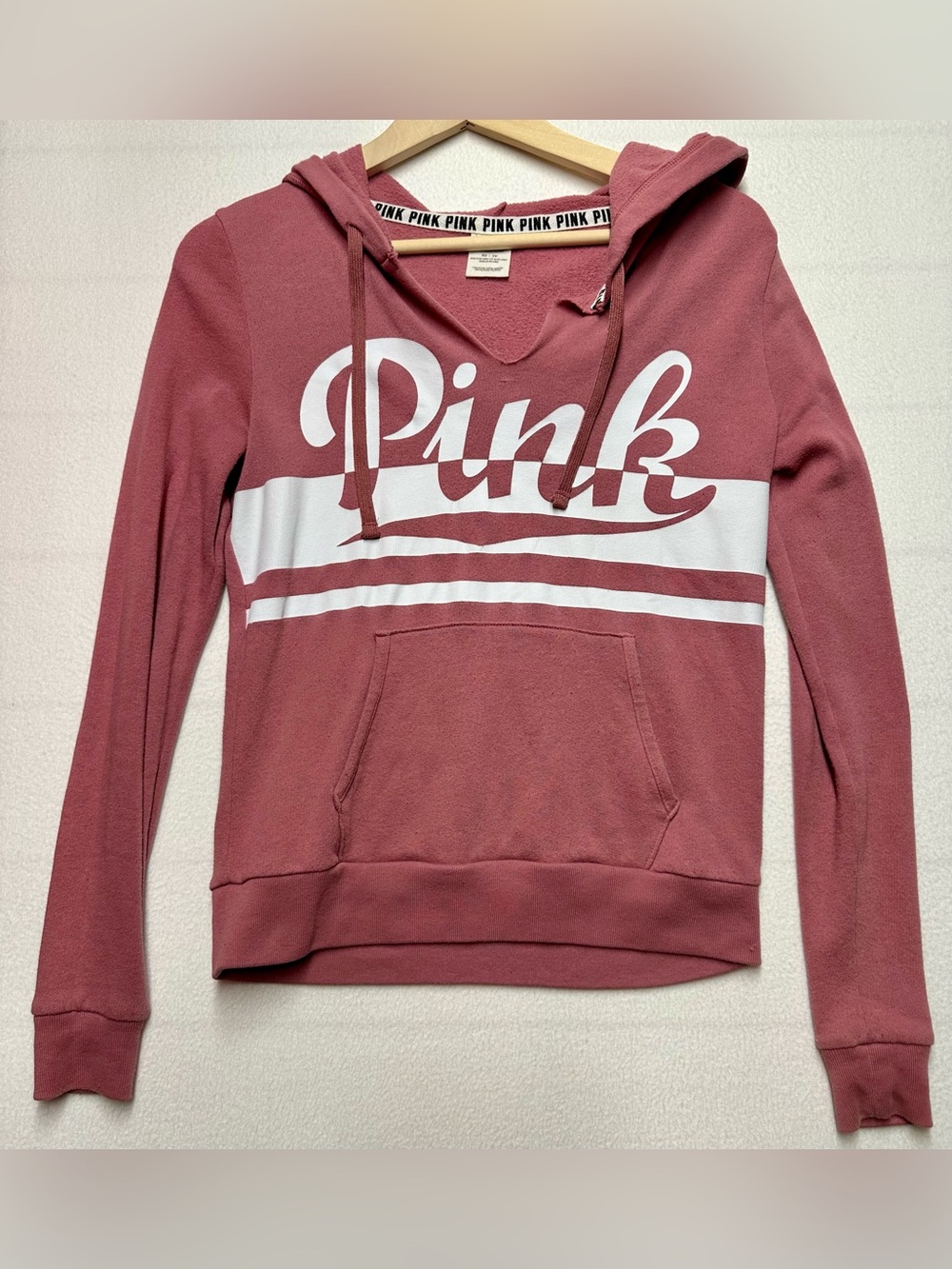 Victoria’s Secret PINK XS Dusty Rose Graphic Pullover Hoodie Sweatshirt